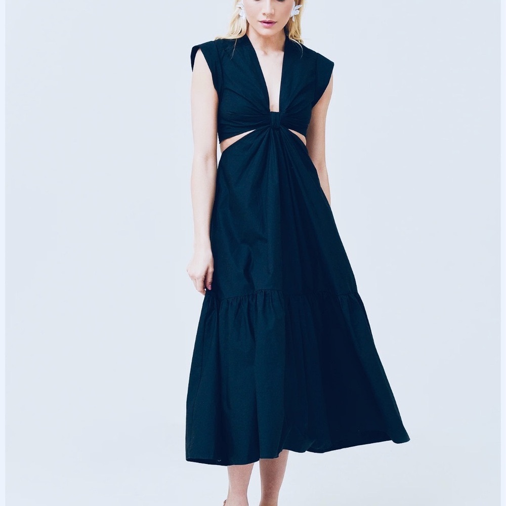 ALC Alexandria cutout midi dress navy blue cotton size 6
